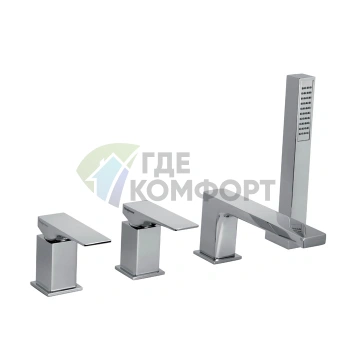 Смеситель для ванны FIMA Carlo Frattini Zeta с изливом, ручным душем и телескопическим шлангом (F3974CR) - фото 1