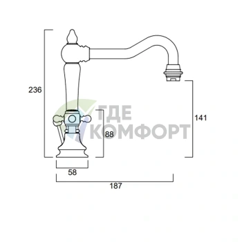 Смеситель для раковины на 3 отверстия SIMAS VICTORIA в хроме (VIBLA cr) - фото 2