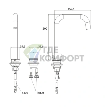 Смеситель для раковины EMCO Asis на 2 отверстия с изливом 160 мм, хром (9583 001 02) - фото 2