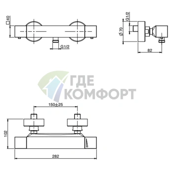Термостатический смеситель для душа FIMA Carlo Frattini Zeta внешнего монтажа, хром (F4245/1CR) - фото 2