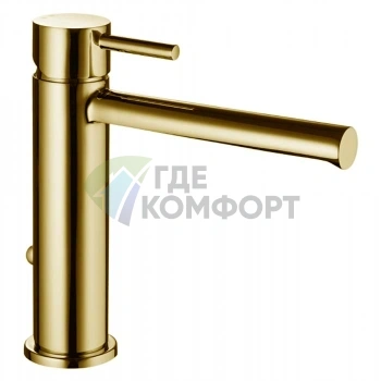 Смеситель для раковины Bossini Oki золотой на 1 отверстие с заглушкой 1 1/4 (Z005301.021) - фото 1