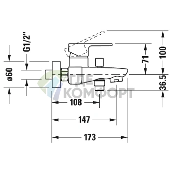 Смеситель для ванной Duravit B.3 настенный, хром (B35230000010) - фото 2