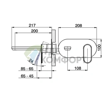 Настенный однорычажный смеситель для раковины CISAL LineaViva, излив 200 мм, цвет чёрный матовый (LV00551040) - фото 2