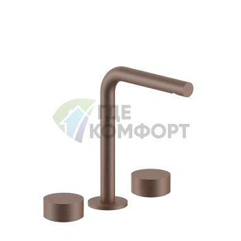 Смеситель для раковины Fantini AF/21, 3 отверстия, без донного клапана, излив 155 мм, матовое медь PVD (27 P9 A206WF) - фото 1
