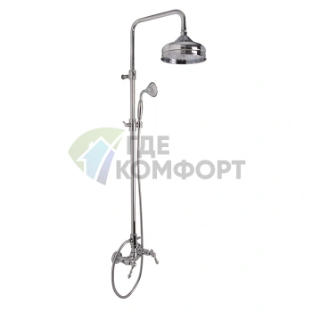 Смеситель для душа Carlo Frattini Epoque с душевой штангой, верхним душем и комплектом аксессуаров, хром (F5055/2CR) - фото 1