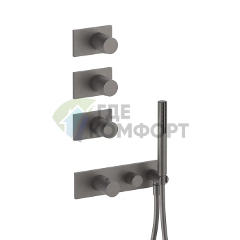 Встраиваемый термостат для душа Fantini Milano на 4 выхода, 3/4, Matt Gun Metal PVD (31 P5 4714B) - фото 1