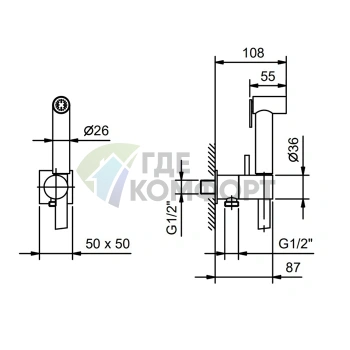 Гидроёршик Fantini Mint с двойной функцией в цвете никель (91 92 8487) - фото 2