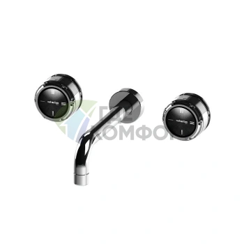 Встраиваемый смеситель для раковины Stella Timeaster 3861 с круглой ручкой 65 мм, хром/черный (TL 01003 CR00N) - фото 1