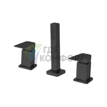 Смеситель для ванны FIMA Carlo Frattini Fit с ручным душем, 3 отверстия, черный матовый (F3394/1NS) - фото 1