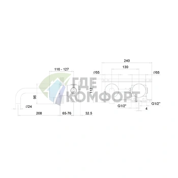Смеситель для раковины Fantini AF/21 встраиваемый, матовая натуральная сталь (27 93 A613B) - фото 2