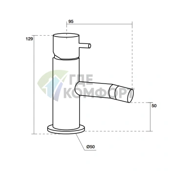 Смеситель для биде Kerasan Nolita черный матовый (922931 Nero matt) - фото 2