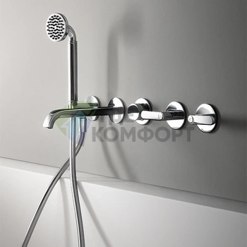 Встраиваемый смеситель для душа Fantini Icona Deco с ручным душем и выносным изливом, хром (53 02 R119B) - фото 1