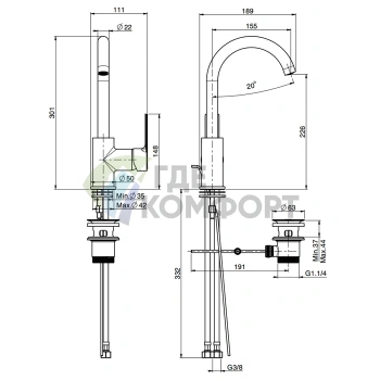 Смеситель для раковины FIMA Carlo Frattini Mast с вращающимся изливом и донным клапаном, хром (F3151CR) - фото 2