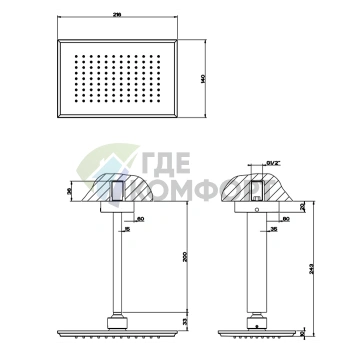 Потолочный душ Gessi Eleganza, 243 мм, золото (46152#080) - фото 2
