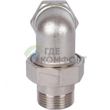 Разъемное угловое соединение американка ВН 1, уплотнение под гайкой o-ring кольцо, никелированное Stout - фото 2