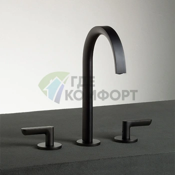 Смеситель для раковины Fantini Icona Deco с нажимным донным клапаном, 3 отверстия, цвет «оружие» (53 P5 R107) - фото 1