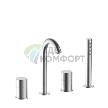 Смеситель для ванны FANTINI AA/27 с ручным душем в отделке матовая натуральная сталь (33 93 Y065) - фото 1