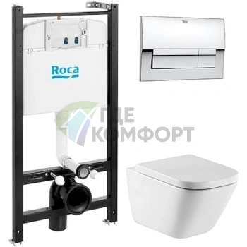 Комплект подвесного унитаза Roca Gap 7893104100 с инсталляцией и кнопкой - фото 1
