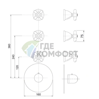 Термостатический смеситель для душа FIMA Carlo Frattini Fimatherm Olivia встроенный, хром (F5043X3CR) - фото 2