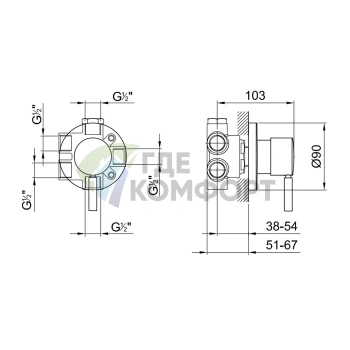 Переключатель Fantini Nostromo на 3 источника, 1/2, нержавеющая сталь (50 93 1679B) - фото 2
