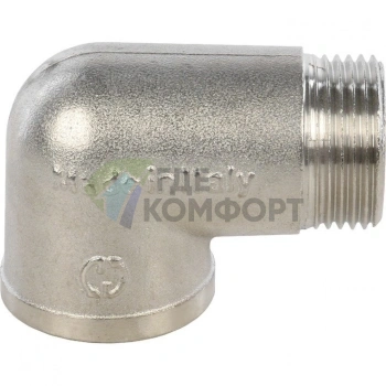 Угольник STOUT наружная/внутренняя резьба латунный НВ 3/4 никелированный - фото 3