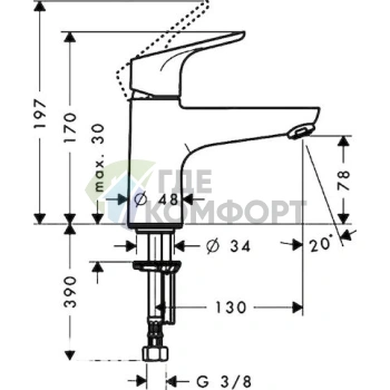Элегантный и практичный смеситель Hansgrohe Focus 31931000 Monotrou на борт ванны - фото 2