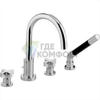 Смеситель для ванны CISAL Barcelona на 4 отверстия с изливом 210 мм, хром (BA00026021) - фото 1