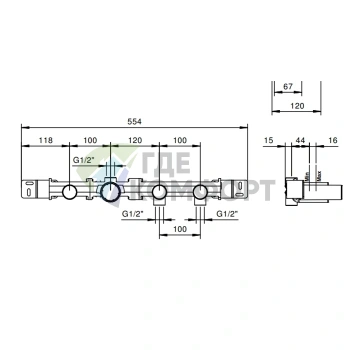 Переключатель для душа FANTINI двухпозиционный 1/2 (44 00 R117A) - фото 2