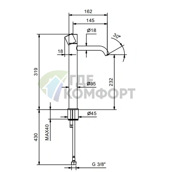 Смеситель для раковины Fantini NOSTROMO SMALL с высоким изливом, хром (50 02 G906WF) - фото 2