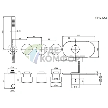 Термостатический смеситель для душа FIMA|Carlo Frattini So встроенного монтажа без ручек (F3178X3CR) - фото 2