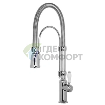 Кухонный смеситель FIMA Carlo Frattini с ручным душем и вращающимся изливом, хром (F7030CR) - фото 1