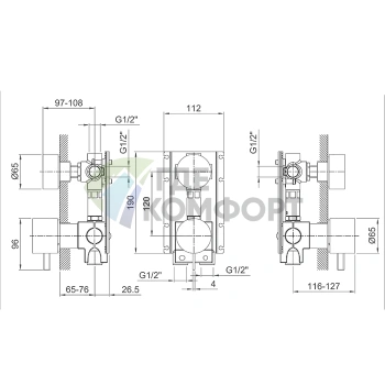Смеситель для душа Fantini AF/21 встраиваемый на 3 выхода, хром (27 02 A587B) - фото 2