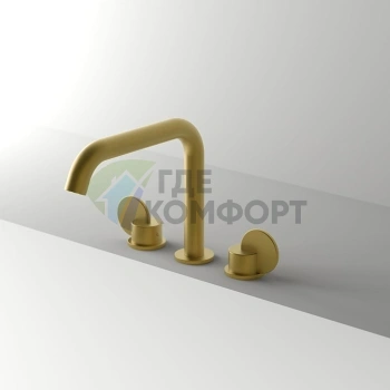 Смеситель для раковины AGAPE LIMON на 3 отверстия в цвете Natural Brushed Brass (ALIM415DNR) - фото 1