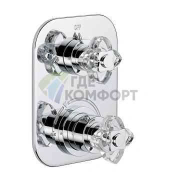 Термостатический встраиваемый смеситель для душа с переключателем на 2 положения THG PETALE DE CRISTAL CLAIR, хром (U6A-A02-5500BE) - фото 1