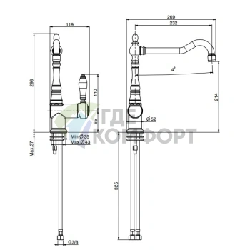 Кухонный смеситель FIMA Carlo Frattini с вращающимся изливом в хроме (F5417NCR) - фото 2