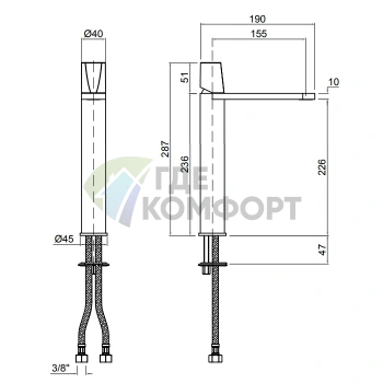 Смеситель для раковины Antonio Lupi Indigo, 1 отверстие, графит (ND303GR Grafite) - фото 2