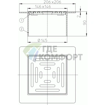 Надставной элемент HL66P с решеткой из нержавеющей стали - фото 2