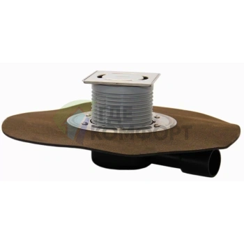 Трап HL510NHPr-3000 с решеткой 115x115 мм c сифоном Primus-полимербутным полотном и горизонтальным выпуском - фото 1