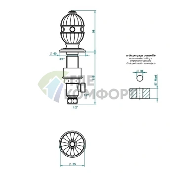 Смеситель для раковины THG Amboise с лазуритовыми вставками в цвете полированное золото (A1K-F01-35) - фото 2