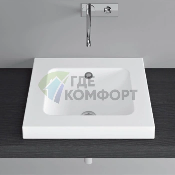 Раковина BETTEOne встраиваемая на столешницу 53x53x9 см без отв под смеситель с переливом цвет белый - фото 1