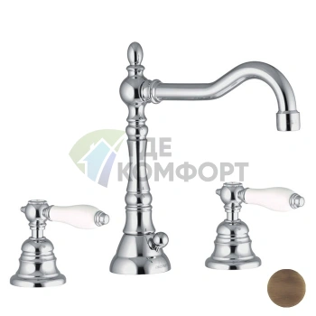 Смеситель для раковины FIMA Carlo Frattini Herend с поворотным изливом и донным клапаном, бронза (F5401BR) - фото 1