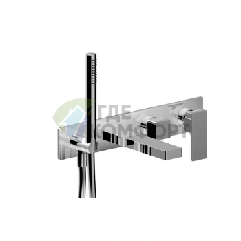 Смеситель для ванны Fantini Mint встраиваемый с ручным душем и изливом 200 мм, хром (34 02 F721B) - фото 1