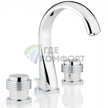 Смеситель для раковины THG DIPLOMATE на 3 отверстия с донным клапаном, хром (U4B-A02-151) - фото 1