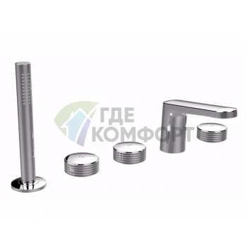 Смеситель для ванны FIMA Carlo Frattini Texture с изливом и ручками H, хром (F5614HCR) - фото 1