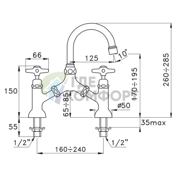 Смеситель для раковины Stella Italica двухвентильный, модель 3215, хром (IT 00001 CR00) - фото 2