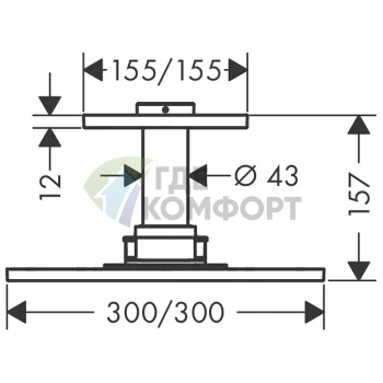Верхний душ AX ShowerSolution 300x300 мм с держателем, хром (35316000) - фото 2