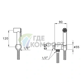Гигиенический душ STELLA ROMA 309AT с покрытием золото 24 K (RM 03124 AU00) - фото 2