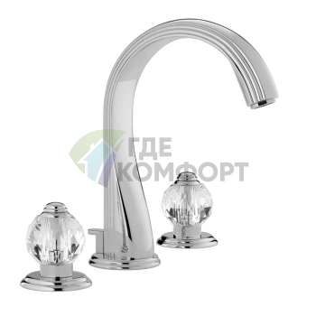 Смеситель для раковины THG Mandarine Cristallia Diamant на 3 отверстия с донным клапаном, хром (U1K-A02-151) - фото 1