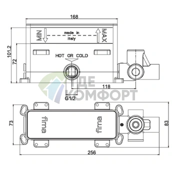 Внутренний механизм настенного смесителя для душа FIMA Carlo Frattini ECLIPSE (F3150) - фото 2