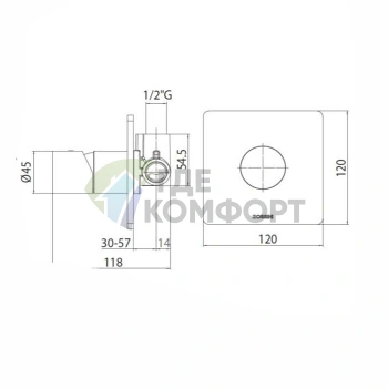 Смеситель для душа Bossini Oki настенный с круглой ручкой и кнопкой, матовый никель (Z00008.094) - фото 2